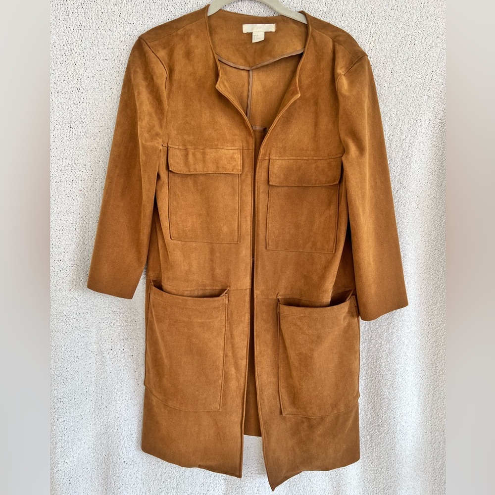 H&M Faux Leather Jacket Knee Length